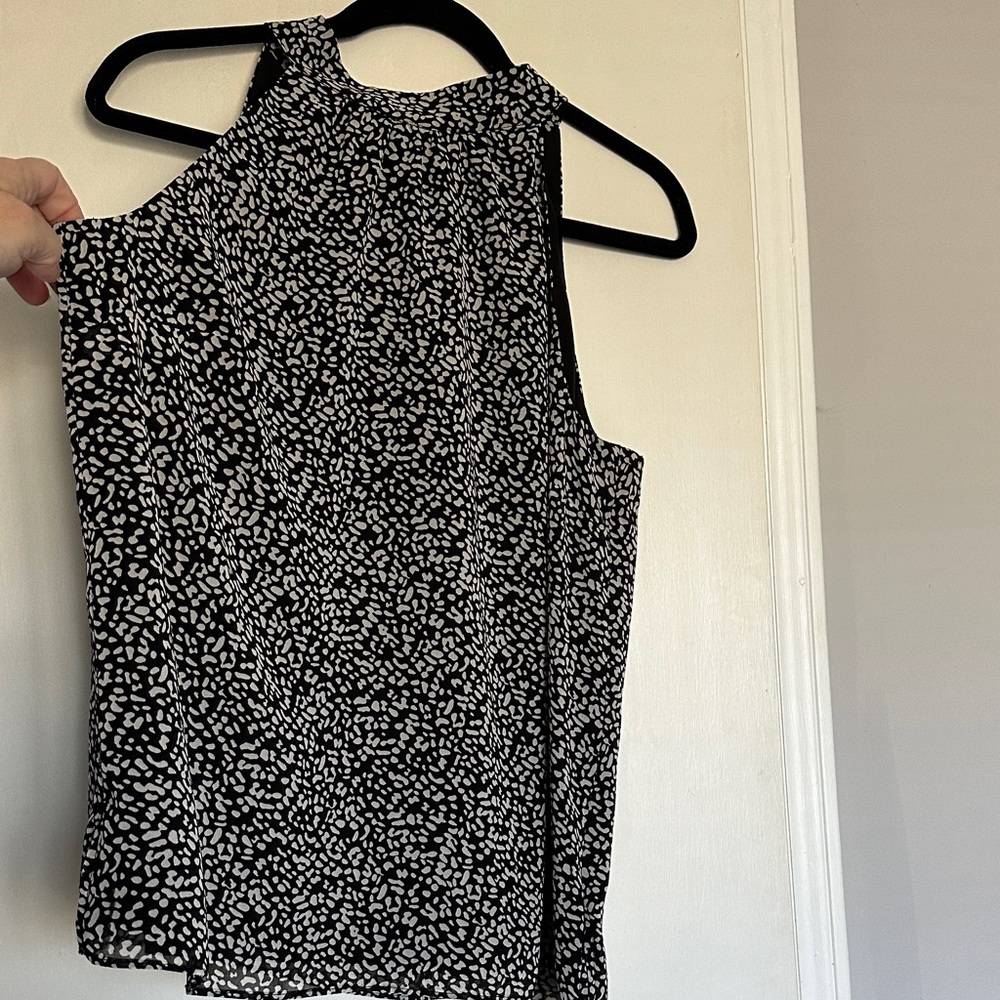 Talbots Black and White Patterned Blouse